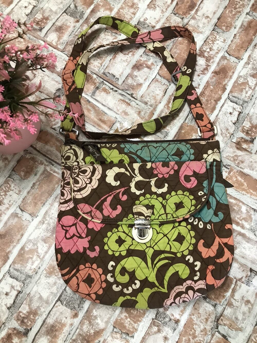 Vera Bradley Quilted Floral Flowers Medium Flap Crossbody Bag Rare Multicolor